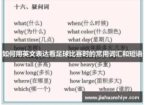 如何用英文表达看足球比赛时的常用词汇和短语